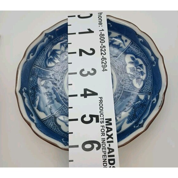 Vintage Japanese Jitsu-To Cobalt Blue Mt. Fuji Porcelain Shallow Bowl - Picture 3 of 7